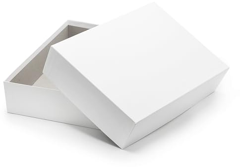 NEUSER PAPIER Geschenkbox mit Deckel DIN A4 – Aufbewahrungsbox Karton Weiß bezogen – Geschenkkarton Schachtel stapelbar 302 x 213 x 70 mm, 2 Stück