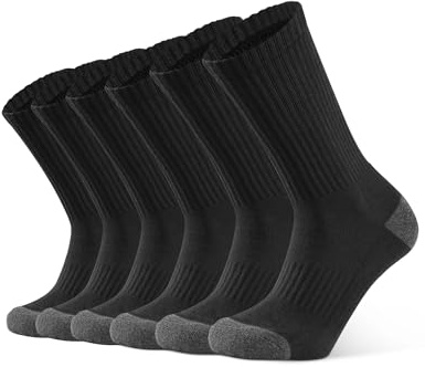 CLOSEMATE Calcetines Deporte Largos Hombre 6 Pares Deportivos Antiampollas Altos Antisudor Antideslizantes Transpirable Compresión Para Trabajo Running Senderismo Trekking Ciclismo (6Negro, Tamaño L)