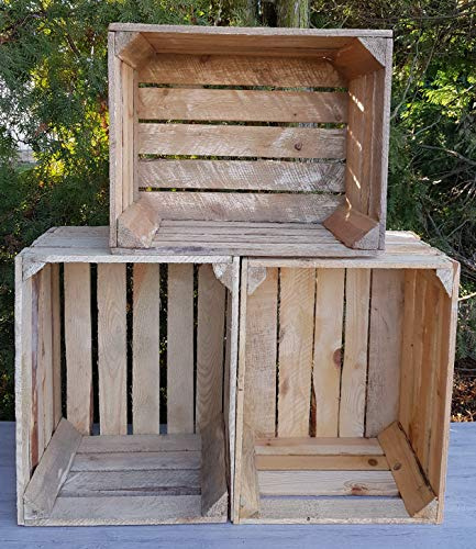 Wooden Crates natural colour - set of Boxes, dimensions 50x40x30 cm - Standard size, can be used as storage or bookshelf, durable and clean, solid vintage crate made of wood (3)