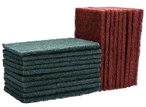20pcs Verde/Rosso Abrasivo Finitura Abrasivo Polish Scouring Pads Nylon Cucina Panno per la pulizia (Color : Green and Red brown, Specification : 20pcs)
