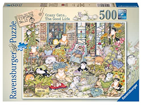 Ravensburger Crazy Cats The Good Life 500 Piece Jigsaw Puzzle for Adults & Kids Age 10 Years Up