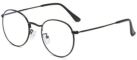 Junsika Blaulichtfilter Brille klassischer Runder Metallrahmen Ohne Sehstärke Pc Gaming Anti Bluelight Brille Unisex
