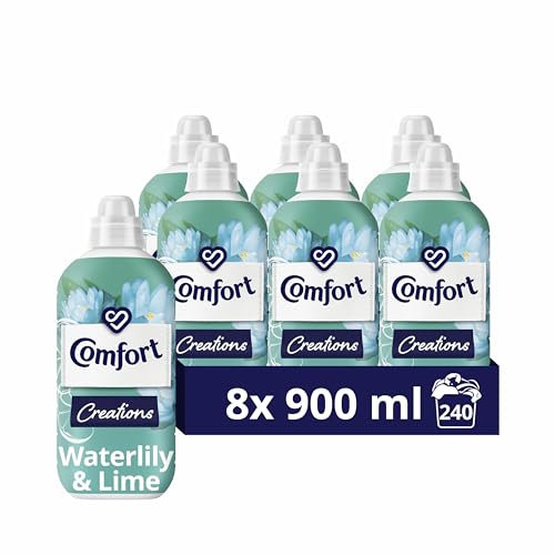 Comfort Waterlily & Lime Fabric Conditioner with Stay Fresh technology for 100 days of freshness + fragrance* 8x 900 ml (240 washes)