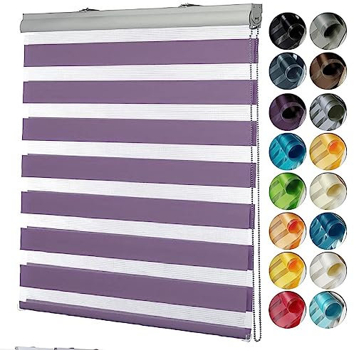 Lamellenvorhang Vertikaljalousie 35 x 250 cm Einfache Montage, Schutz der Privatsphäre Sonnenschutz Jalousie Jalousie für Türen mit Verstellbarer Kette für Badezimmer, Lila