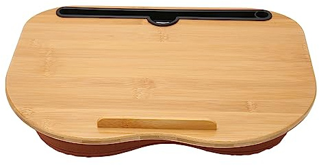 Jectse Laptop Lap Desk, Bamboo Wood Portable Lap Desk with Pillow Cushion, Phone Holder, Fits Up to 15.6 Inch Laptop, Lap Laptop Desk for Working Writing