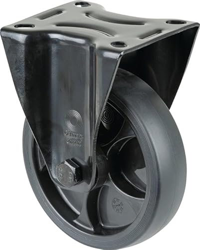 Rotelle fisse, diametro 125 mm, 120 kg, piastra L104 x 80 mm, colore nero