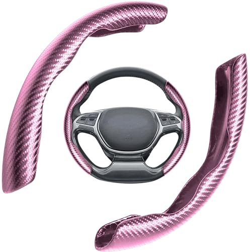 Couvre Volant de Voiture,Protecteur de Volant Segmenté Universel,Protecteur de Volant Segmenté en Fibre de Carbone,Protecteur de Volant de Voiture Segmenté à la Mode,Pour la Plupart des Voitures（rose）