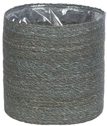 SMPLY. Macetero Semirígido Redondo Cesta Mimbre Ideal para Macetas o Tiestos Válida para Interiores o Terrazas Cubremacetas De Yute Natural (Verde Claro, 25 x 25 cm)