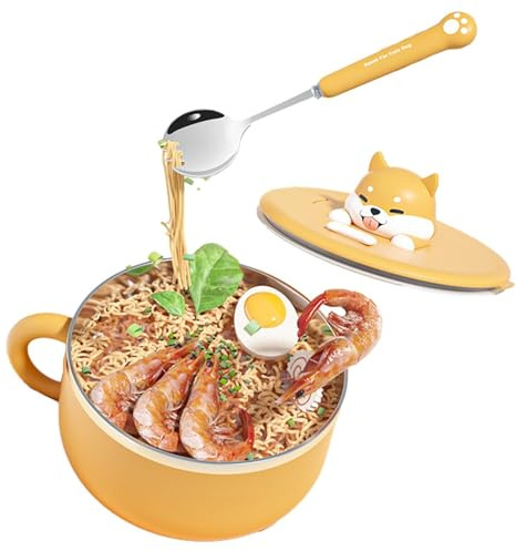 dzqad Ramen Schüssel mit Deckel, 1200ml Suppenschale, Instant-Nudelschüssel, Ramen Schüssel Suppenschüssel mit Henkel Löffel, Instant-Nudeln Schüssel, Dessertschalen Nudeln Suppe, ONNQJAUWTO5R53UN