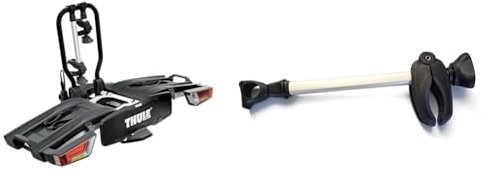 Thule EasyFold XT Fahrradträger für Anhängerkupplung 2 Fahrräder Silber & 2331220810 Rahmen-haltearm, schwarz, 35 x 5 x 5 cm