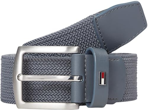 Tommy Hilfiger Uomo Cintura Denton Elastic 3,5 cm Intrecciata, Grigio (Overcast Grey), 100 cm