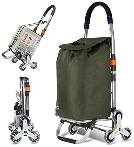 HARIPYER Zusammenklappbarer Treppensteigerwagen, Einkaufswagen, Einkaufstrolley, Wäschewagen mit Rädern und Abnehmbarer, wasserdichter Canvas-Tasche