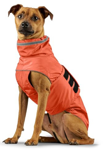 ZAUBERPFOTE® Hunderegenmantel London I Mit extra langem YKK® Reißverschluss für Halsband & Geschirr I Für kleine, mittlere & große Hunde I Wasserdicht & Maschinenwaschbar I Regenmantel für Hunde (40)