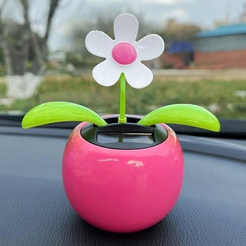 Rose Red Solar Dancing Flower Car Dashboard Decorations - Funny Solar Powered Dancing Flower Pot Flower Swinging Toy for Car Decor Funny Gifts for Friends Solar Power Kits Learning Education Tools