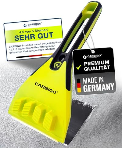 Carbigo Eiskratzer Messing I Eiskratzer Auto Messingklinge I Scheibenkratzer Auto mit Eishobelfunktion, speziell für Extreme Bedingungen I Entfernt Dicke Eisschichten ohne Scheibe zu schaden