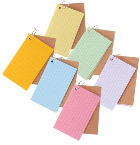 HOODANCOS Karteikarten Mit Ringen Karteikarten in Box Lernkarten Organizer Karteikartenhalter Aus Papier Tragbares Karteikartenset Für Schule Und Büro