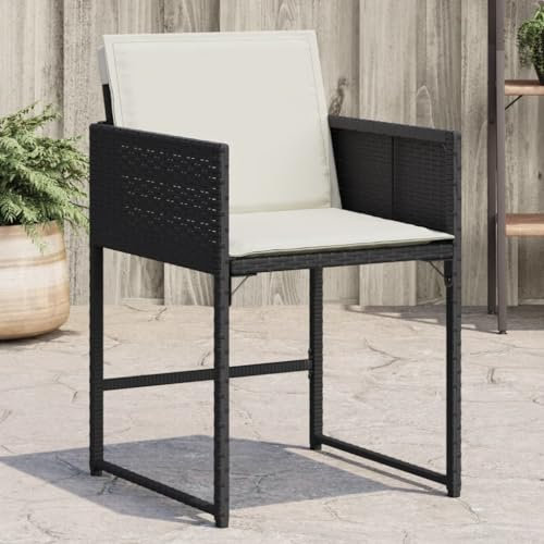 Xichuzi Gartenstühle mit Kissen 4 STK. Schwarz Poly Rattan, Gartenmöbel, Terrassenstühle, Balkon Stühle, Balkonstuhl, Garten Stühle Für Draussen - 4007475
