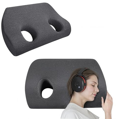 LELEFIDO Almohada con Agujero para Oído | Cojín para Dormir de Lado con Doble Agujero | Almohada con Espuma de Soporte | Almohada Antiescaras para Oreja| Funda de Almohada extraíble
