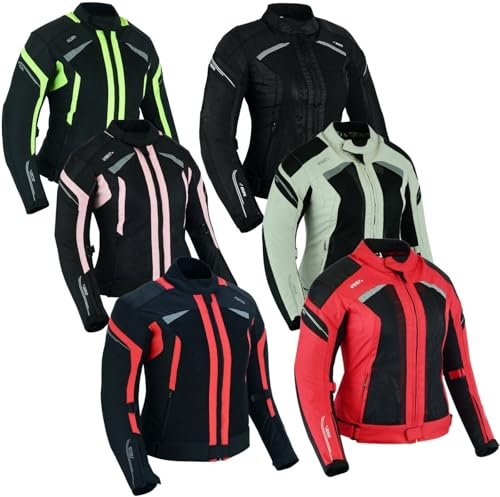 BOSmoto Motorradjacke Damen – Leichte Sommerjacke mit Protektoren und Mesh-Gewebe,Sommerjacke mit Schutzprotektoren und Belüftung (PINK, M)