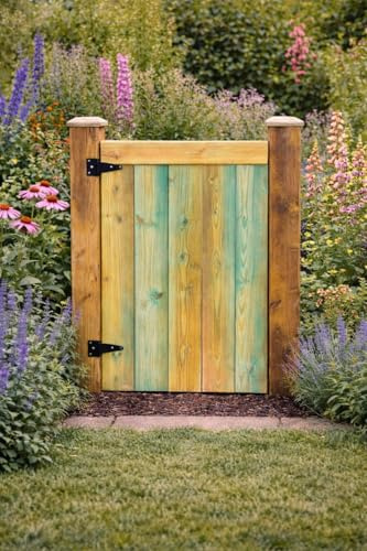 Wooden TVG Gate Pedestrian Gate Wooden Pressure Treated-4 FT ((120cm High x 90cm Wide x 5cm Deep))