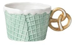BooeDareno Cute Waffle Biscuit Series Shape Mug Coffee Cups with Handle Breakfast Oat Cup Teacup Dessert Plate Gift for Friends Girls(A)