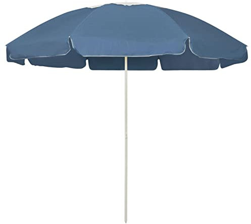Brokky 314712 Beach Parasol Blue 240 cm Beach Umbrella, Beach Parasol, Water Repellent, U V Light Protection, Easy to Open and Close, Garden Outdoor Parasol