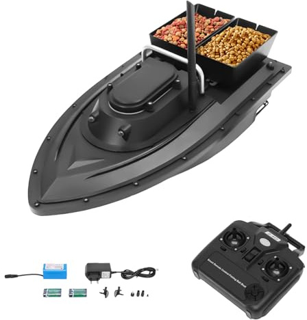 ACROSSPART Futterboote Rc 500M Fischköder Boot Köderboot mit Fernbedienung und 2kg Beladung Doppelköderbox Nachtangeln Fischköder Köderboot Bait Boat