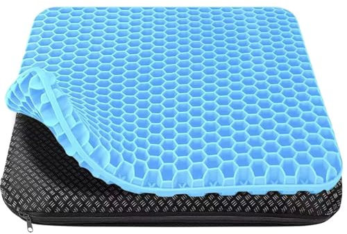 HSSGGV Cojin de Gel,Cojín antiescaras,Cojin Silla Oficina- Suave y cómodo con Funda extraíble, Adecuado para sillas de Oficina, Coches, sillas de Ruedas, sillas de Juego (Azul Claro)