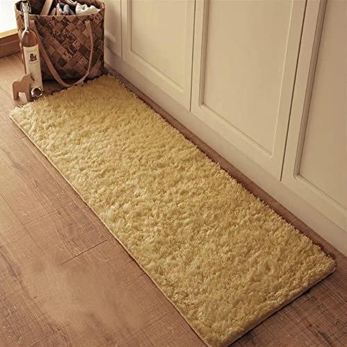Tappeto shaggy, 40 x 60 cm, a pelo alto, antiscivolo, morbido, per interni, camera da letto e cucina, tinta unita, kaki, decorazione per la casa