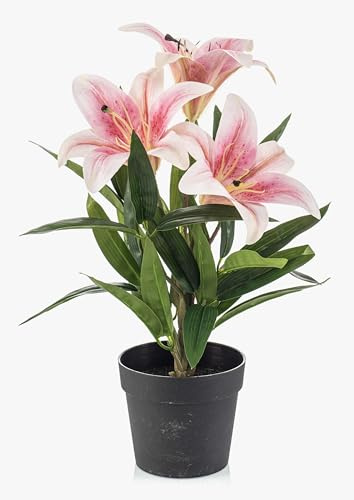 artplants.de Kunstblume Lilie YELTOR im Dekotopf, rosa-pink, 35cm | Künstliche Blume