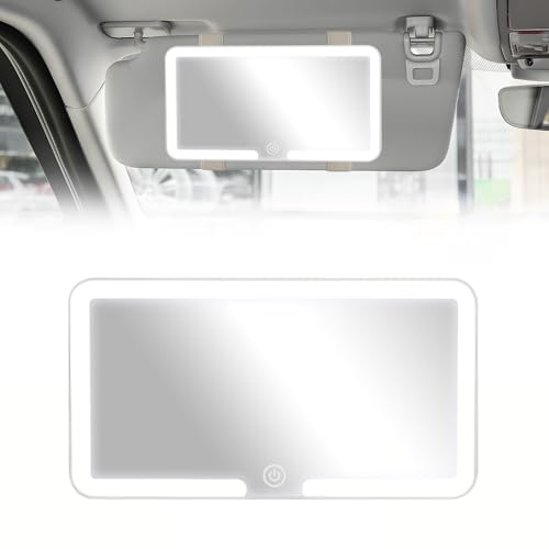 Car Vanity Mirror with LED Lights, 3 Light Modes, Rechargeable Sun Visor Makeup Mirror