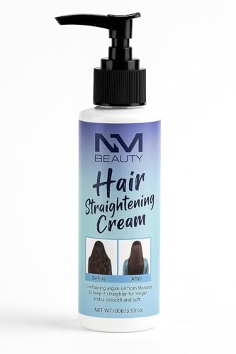 NM Beauty- Hair Straightening Cream With Heat Protection - Containing Argan Oil From Morocco And Keratin, Instantly Straightens And Is Smooth & Soft - 100g
