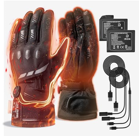 RIDEIRON Beheizbare Motorradhandschuhe, CE-Zertifiziert, Touchscreen | Fingerspitzenheizung, 3 Stufen, Smart-Modus, Akku, wasserdicht und reflektierend, für Motorrad und Winter, Modell: MG7502H