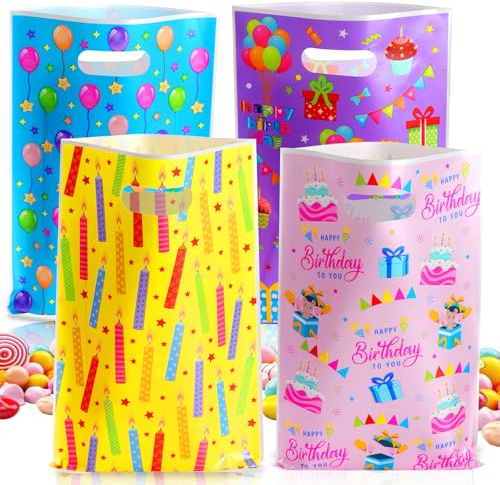 Annhao 50 Stück Geschenktüten Kindergeburtstag, Geburtstagstüten Mitgebsel Kinder, Tüten Kindergeburtstag, Geburtstagsgeschenktüten Partytüten Geschenk Bunt Candy Tüten für Mädchen Jungen Weihnachten