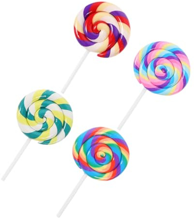 Hemobllo 4pezzi Lecca Lecca Spirale Realistico Di Argilla Polimerica Di Decorazioni Per Feste Di Compleanno Accessori Per Foto Creativi Ciondoli Di Caramelle Finte