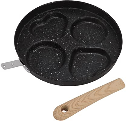 Pilipane Sartén para huevos antiadherente, sartén para varios huevos, 4 tazas, mango ergonómico calentado uniformemente para cocinar en el desayuno, plástico fenólico de hierro fino,