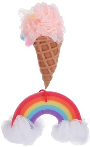 STOBAZA Juego de 2 Bolas de Baño en Forma de Helado Esponja Exfoliante Corporal, Adecuado para Celebracion Verano y Ducha Diaria