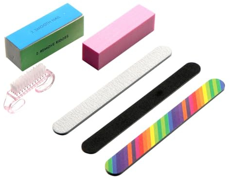 Alipis Kit de Manicura 6 Piezas Pulidor de Lima de Uñas y Bloque de Lijado de Plástico para Uñas Postizas y Extensiones en Casa