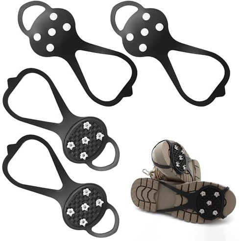 2 Paar Outdoor Steigeisen aus Silikon mit Starkem Grip, Spikes für Schuhe | Universelle Spikes für Schuhe als Antirutsch-Schutz Vielseitigen Spikes Schuhe und Schuhspikes für Wanderungen Camping.