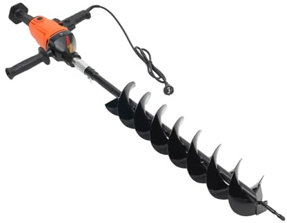 TanjcXliu Erdbohrer 1.9kw Elektrische Grubenbohrmaschine mit Bohrer 220V Gartenbohrer 120mm Pflanzbohrer Grabungswerkzeug Bohrer Größe 12 x 80cm Lochspaten Tragbar Pfahlramme, für Pflanzen und Bohren