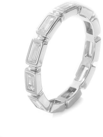 Ring Women, Freundschaftsringe Freundinnen Band mit Moissanit Weißgold Platin 950 Größe 49 (15.6)