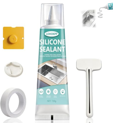 150g Silikon Sanitär, Sanitärsilikon,Silikon Küche, Wasserdicht | Aquarium Silikon, Langanhaltend, Geeignet zum Abdichten von Fugen in Küchen, Duschräumen, Waschbeckenrändern