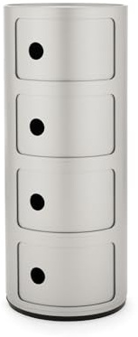 Kartell Componibili Contenitore 4 Elementi, Base Tonda, ABS, Argento, 32 x 32 x 77 cm