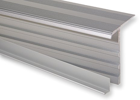Trepsa Treppenkantenprofil Trepsa Profil 4 mit Abschluss-Clip | Aluminium eloxiert (1300 mm, Silber)