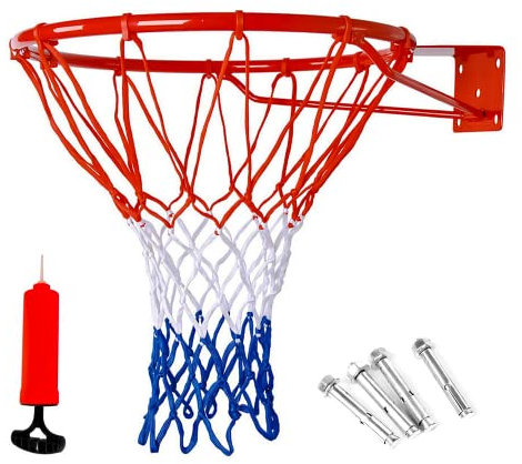 Crystals® 45cm Standard Full Size Wall Mounted Basketball Goal Hoop Rim Cylinder with Net Fittings and Pump Complete Set Outdoor Sports Fun Play