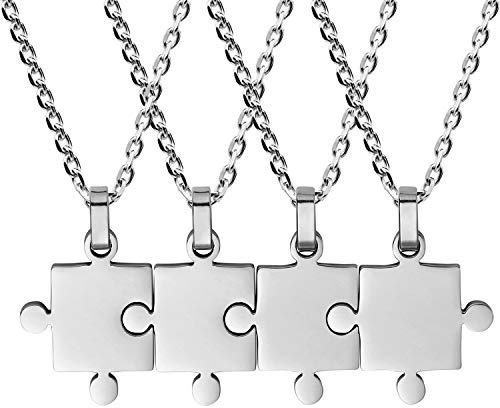 Flongo vänskapskedja BFF hänge partnerkedjor bästa vänner halsband, 2 stycken halsband vänskapskedja kedja pussel av rostfritt stål för män, kvinnor, Rostfritt stål