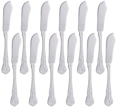 Set di 12 posate coltelli da pesce, Buyer Star posate in argento lucidato a specchio, Modello a forma di conchiglia