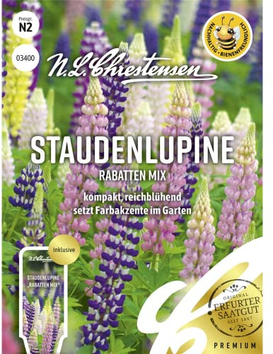 Staudenlupine Rabatten Mix,kompakt, reichblühend setzt Farbakzente im Garten Samen