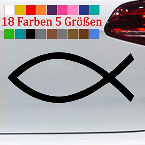 Taufe Fisch Aufkleber Firmung Sticker Ichthy Auto Sticker Kirche Jesus 70-Schwarz 10x4cm