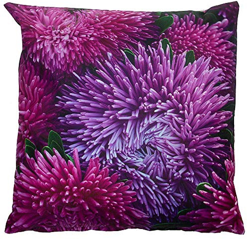 zeitzone Outdoor Kissen Chrysantheme Lila Gartenkissen Blume Wasserabweisend 50x50cm